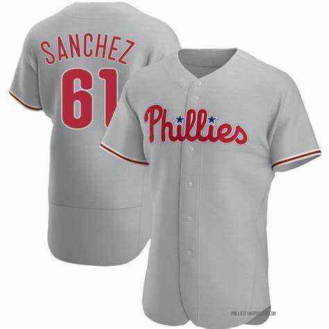 Mens Philadelphia Phillies #61 Cristopher Sanchez Grey Flex Base Stitched Baseball Jersey Dzhi->philadelphia phillies->MLB Jersey